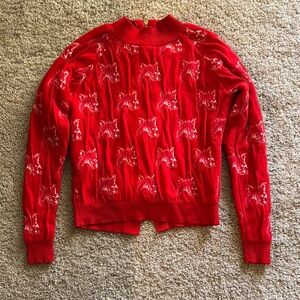 MAISON KITSUNE Red Crew Neck Sweater with Striking Pattern